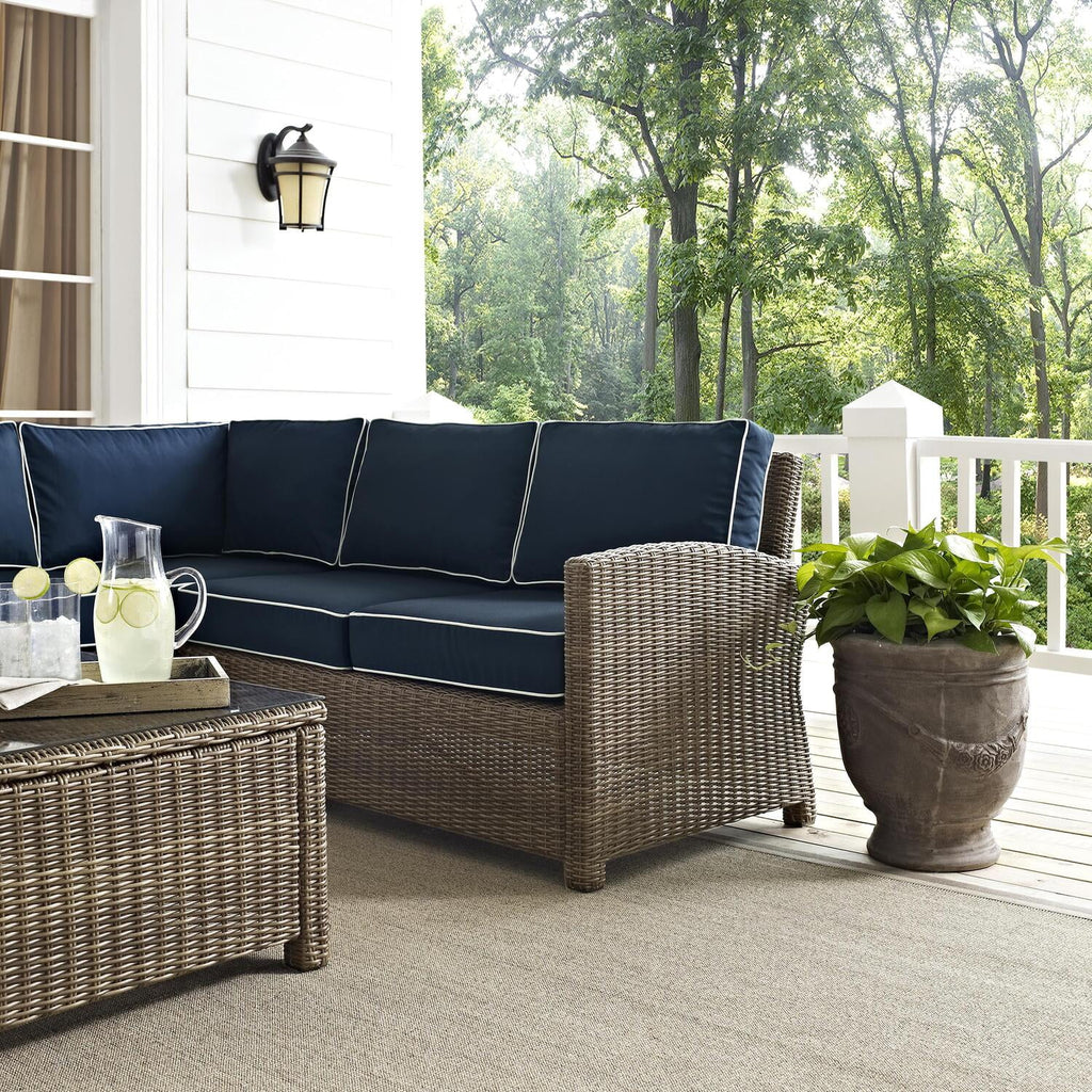 5Pc Outdoor Wicker Sectional Set with Glass Top Coffee Table Z7549