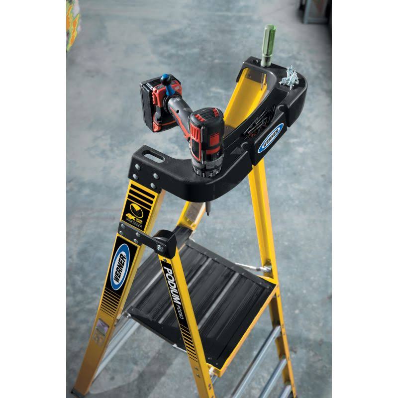 Podium 8-ft Fiberglass Type IAA Step Ladder Y53878