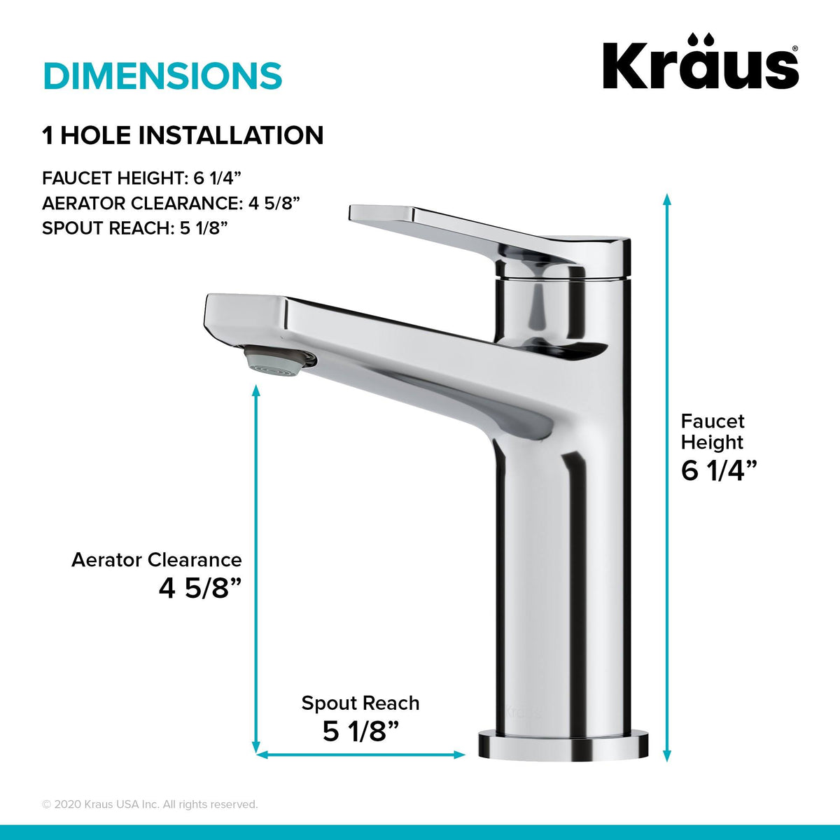 Single Handle Bathroom Faucet - Stainless Steel K676