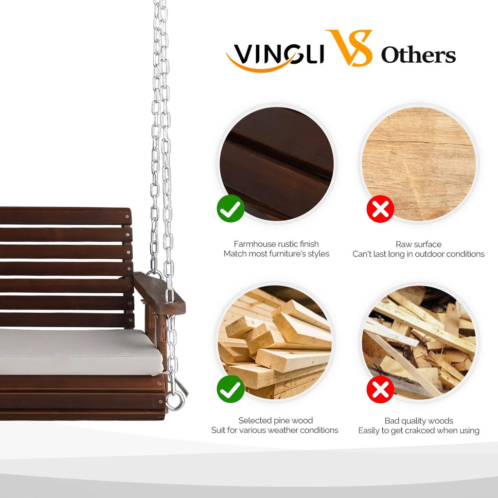 5 ft Brown Wooden Porch Swing X780514