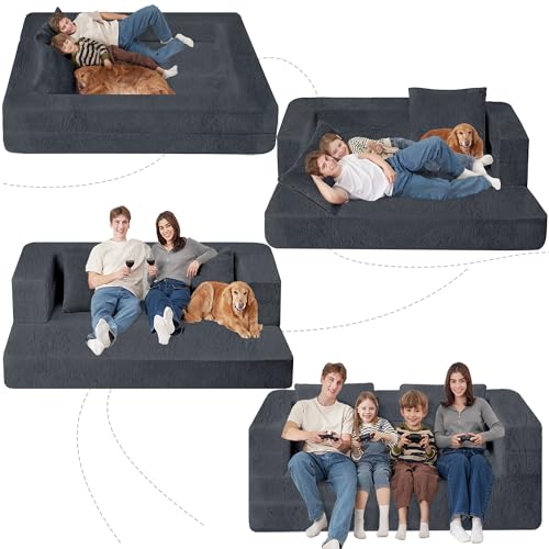 Faux Fur Convertible Bean Bag Sofa Bed with Pillow B234