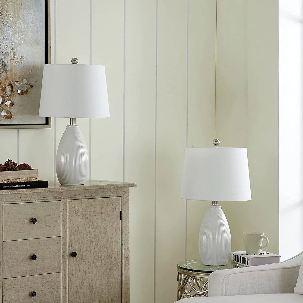 Table Lamps Set of 2 White Ceramic I193132