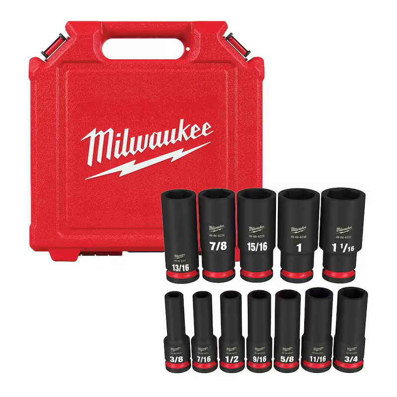 1/2 in. Drive SAE Deep Well Impact Socket Set 12-Piece B299328