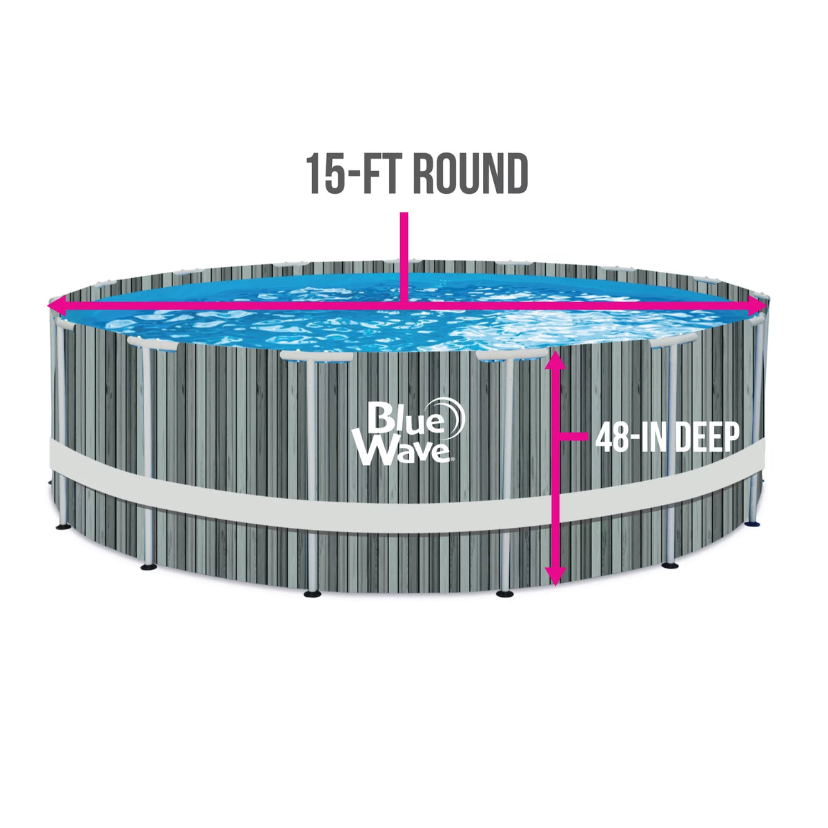 15-ft Round 48-in Deep Above Ground Swimming Pool with Cover F5774