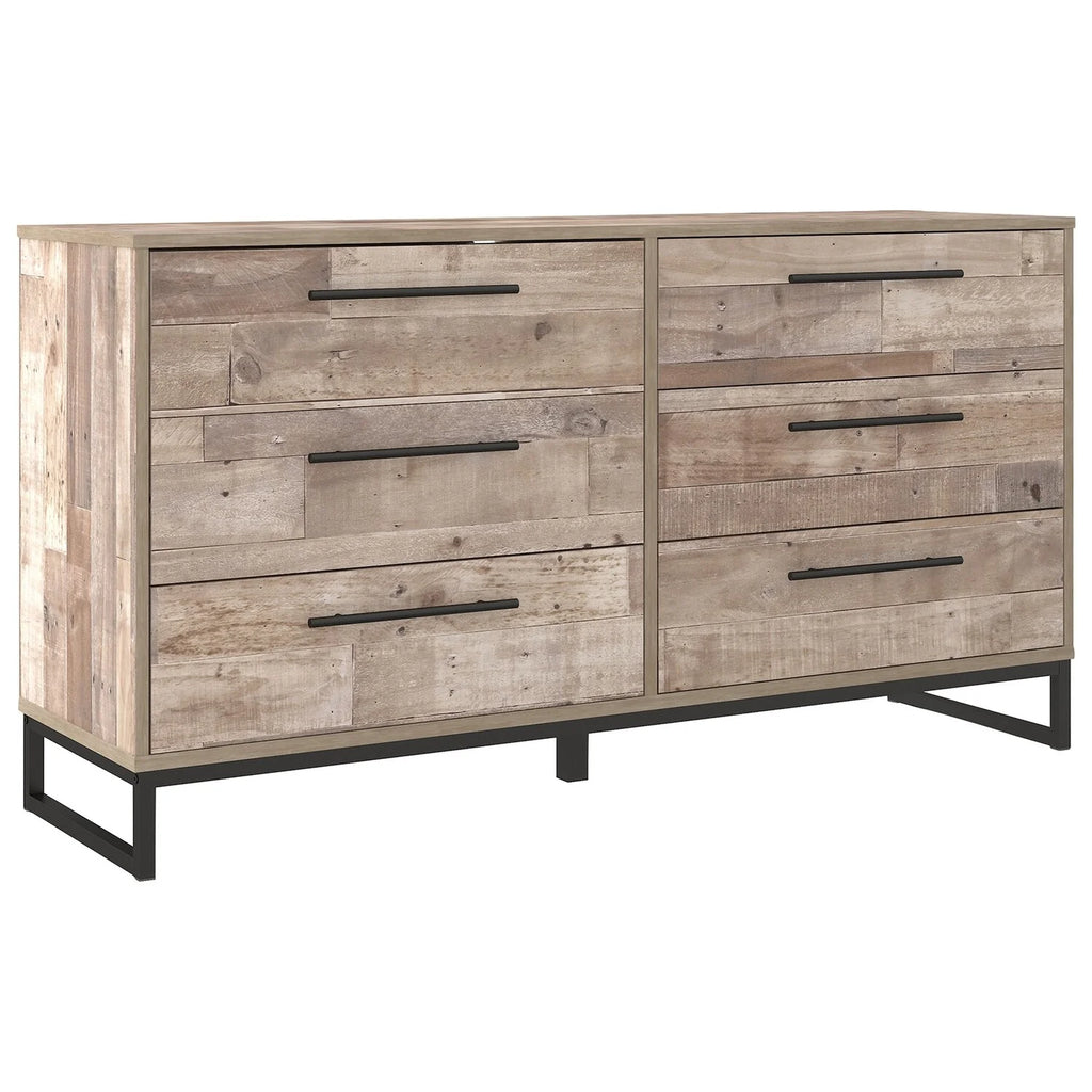 6 Drawer Wooden Dresser with Metal Legs F5139