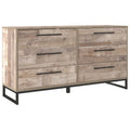 6 Drawer Wooden Dresser with Metal Legs F5139