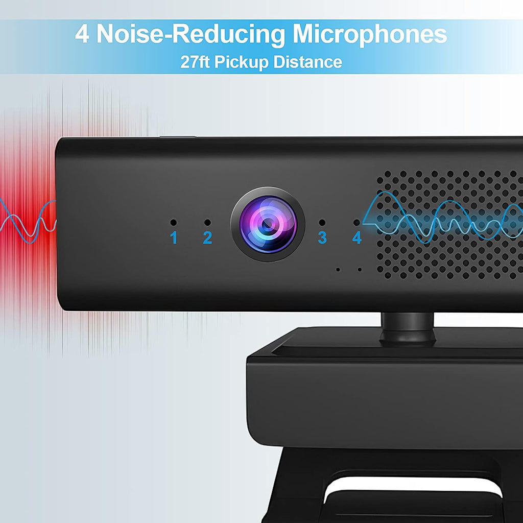 Full HD 1080P USB Webcam with 4 Built-in Microphones and Speaker, Magnetic Privacy Cover, Pack of 2 M797708
