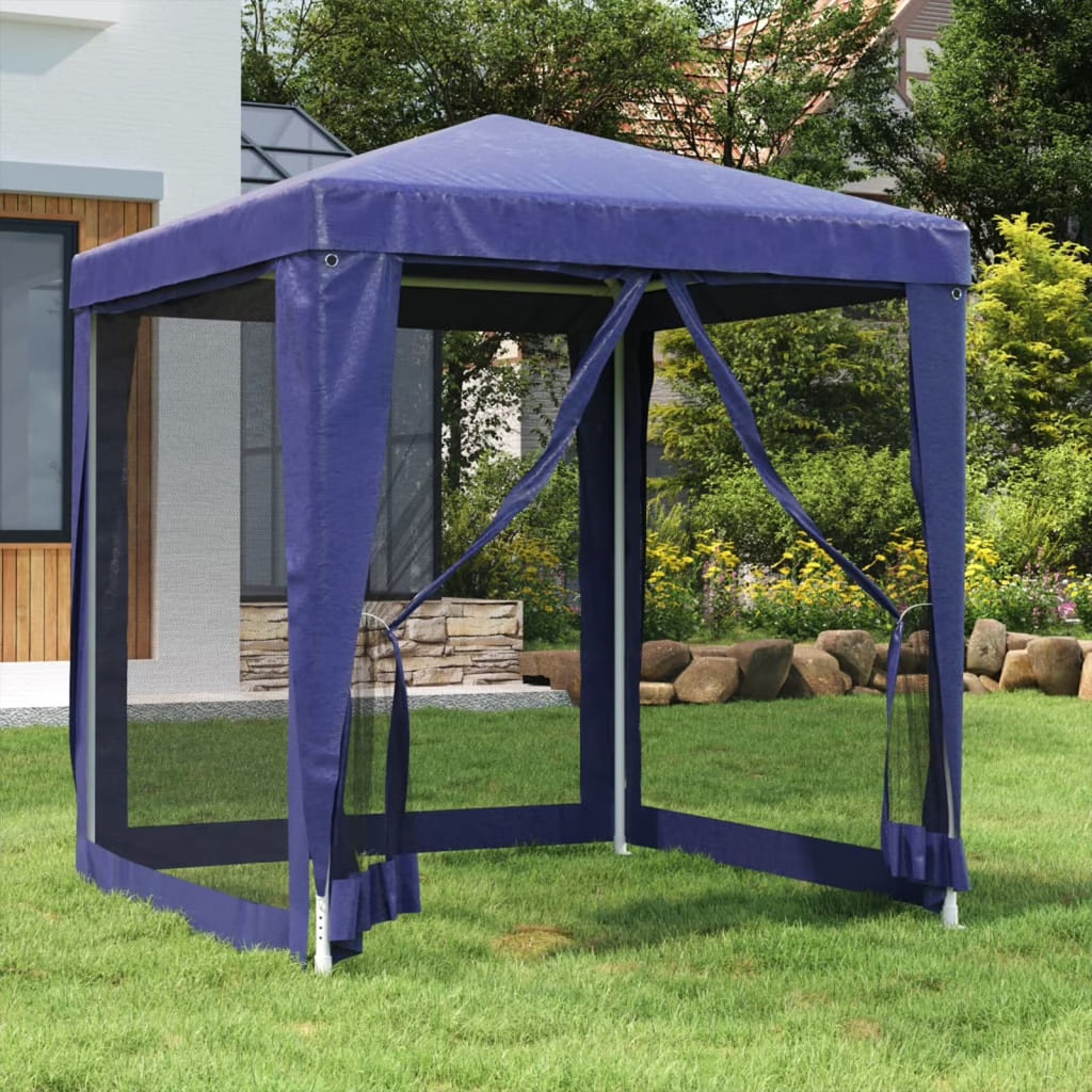 Blue Party Tent 4 Mesh Sidewalls 6.6'x6.6' HDPE D366