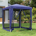 Blue Party Tent 4 Mesh Sidewalls 6.6'x6.6' HDPE D366