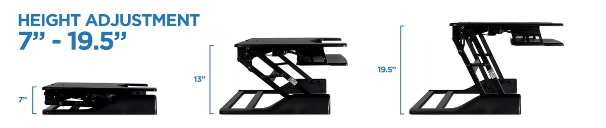 Extra Wide Height Adjustable Black Steel Standing Desk Converter V243