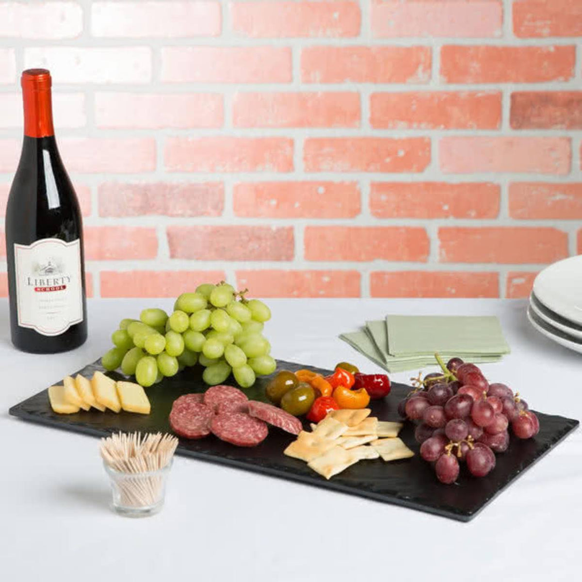 Black Melamine Faux Slate Platter 10 x 20 in. U43186