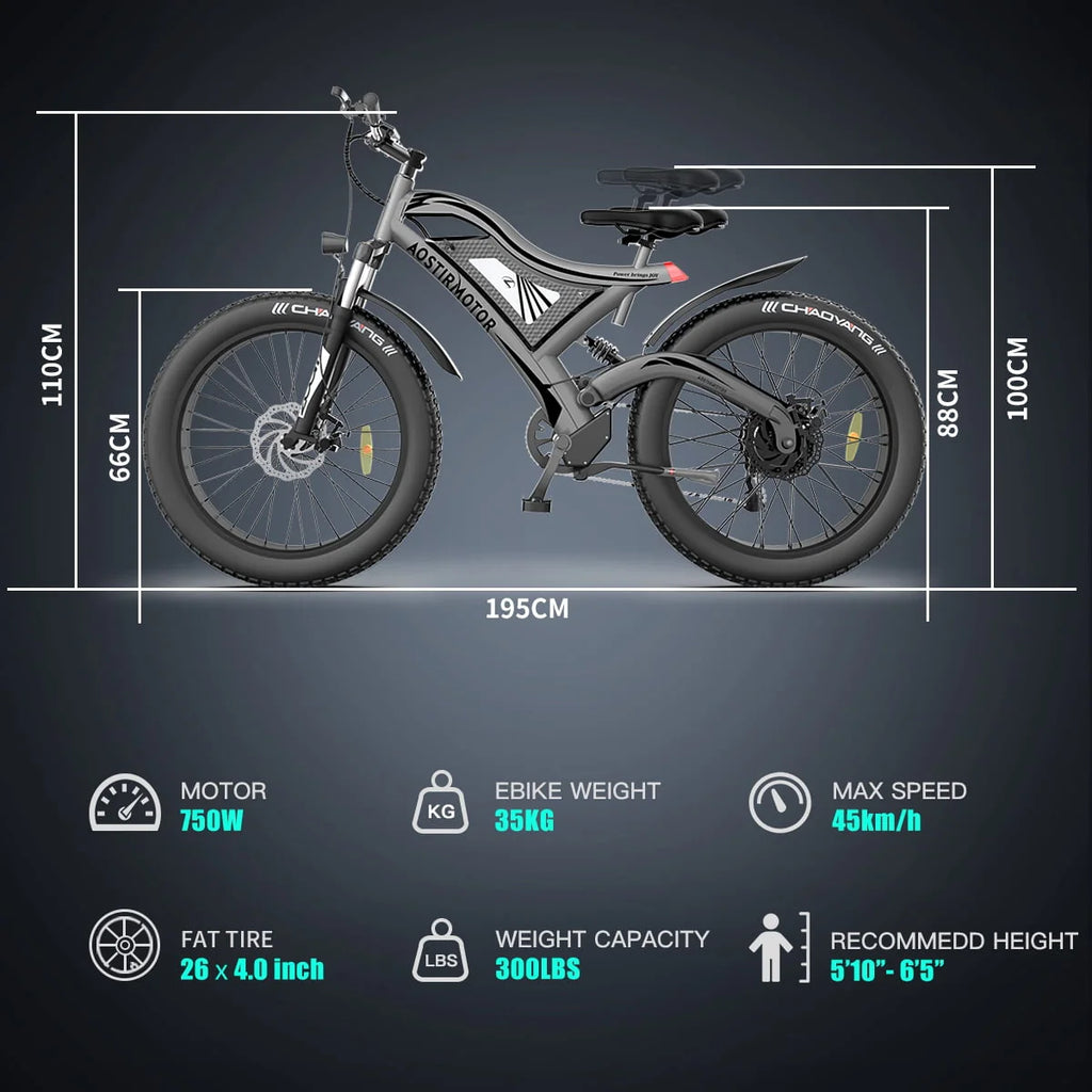 750W 48V 15Ah Fat Tire Electric Mountain Bike W64988