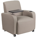 Gray LeatherSoft Guest Chair with Tablet Arm and Cup Holder Q6138