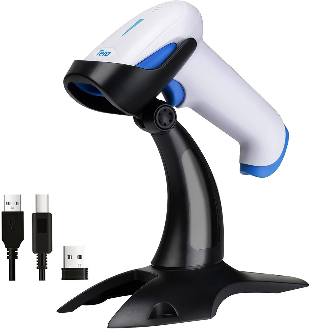 Wireless 2D QR Barcode Scanner with Stand, Bluetooth & 2.4GHz & USB Wired, Pack of 2 H9806