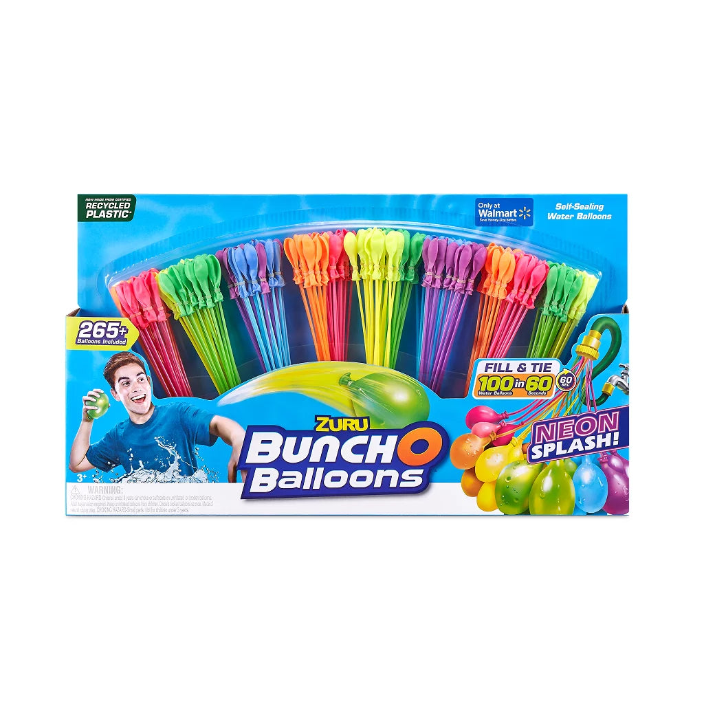 265 Neon Splash Rapid-Filling Self-Sealing Water Balloons 8 Pack F473373