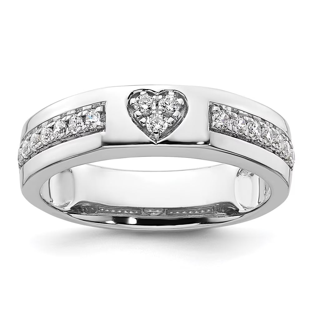 14k White Gold Lab Grown Diamond Heart Band H763