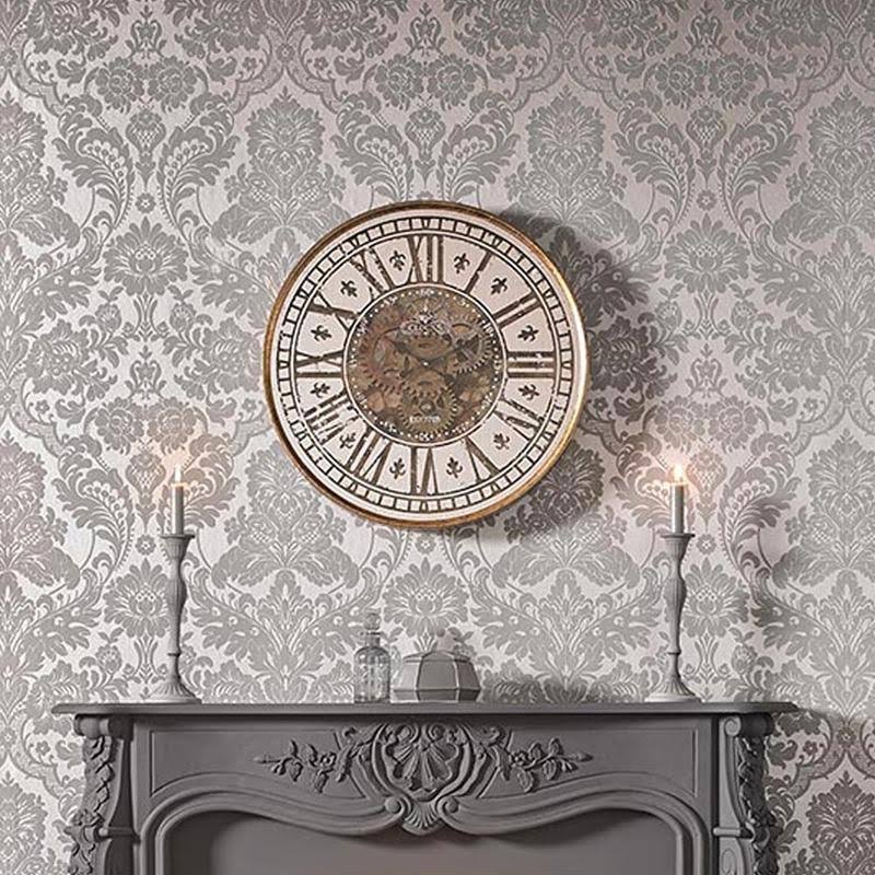 Cobalt Damask Flock Wallpaper C37264