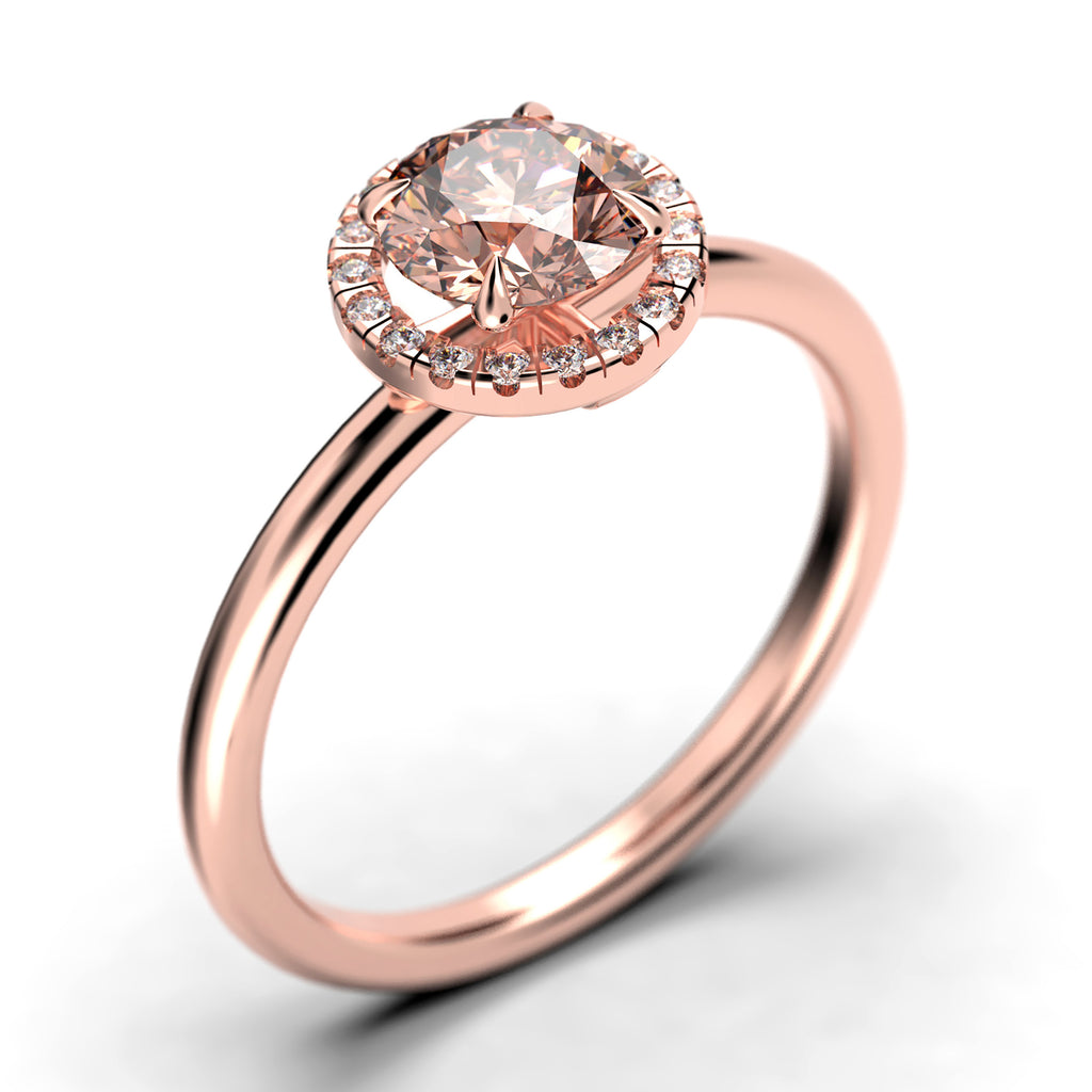 1.25 Carat Round Cut Morganite And Diamond Moissanite Engagement Ring in 925 Sterling Silver With 18k Rose Gold Plating S233846