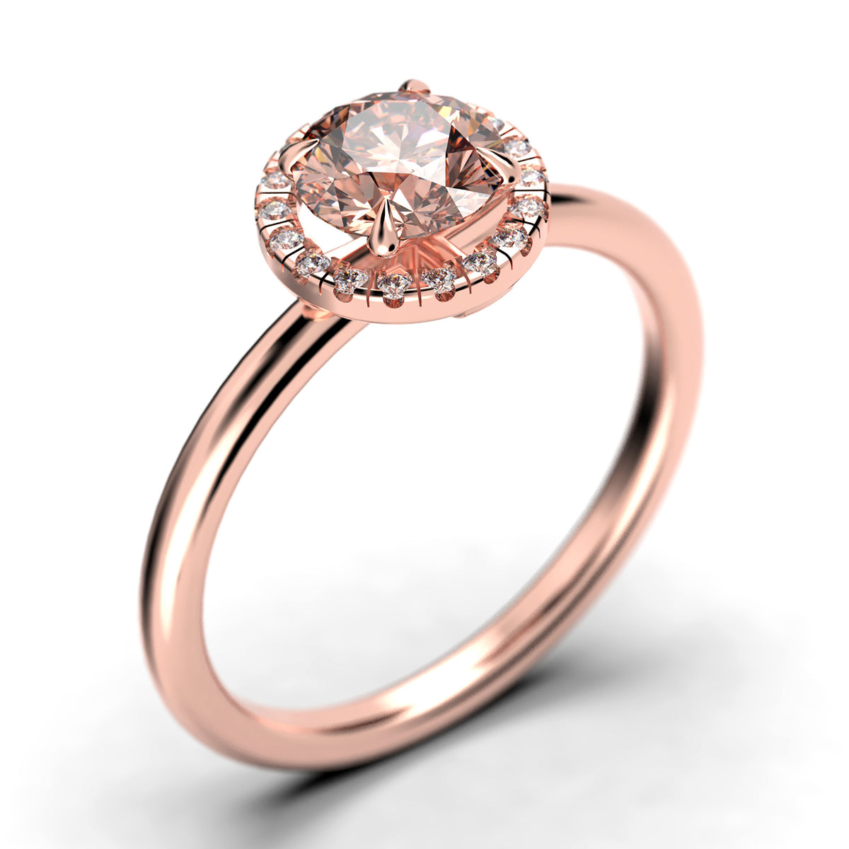1.25 Carat Round Cut Morganite And Diamond Moissanite Engagement Ring in 925 Sterling Silver With 18k Rose Gold Plating S233846