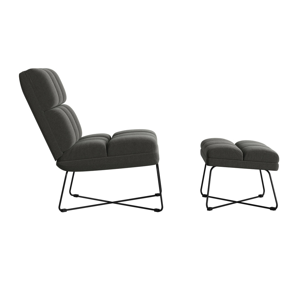 Turquoise Blue Armless Chair and Ottoman K278058