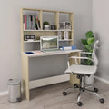 White and Sonoma Oak Engineered Wood Desk with Shelves I899