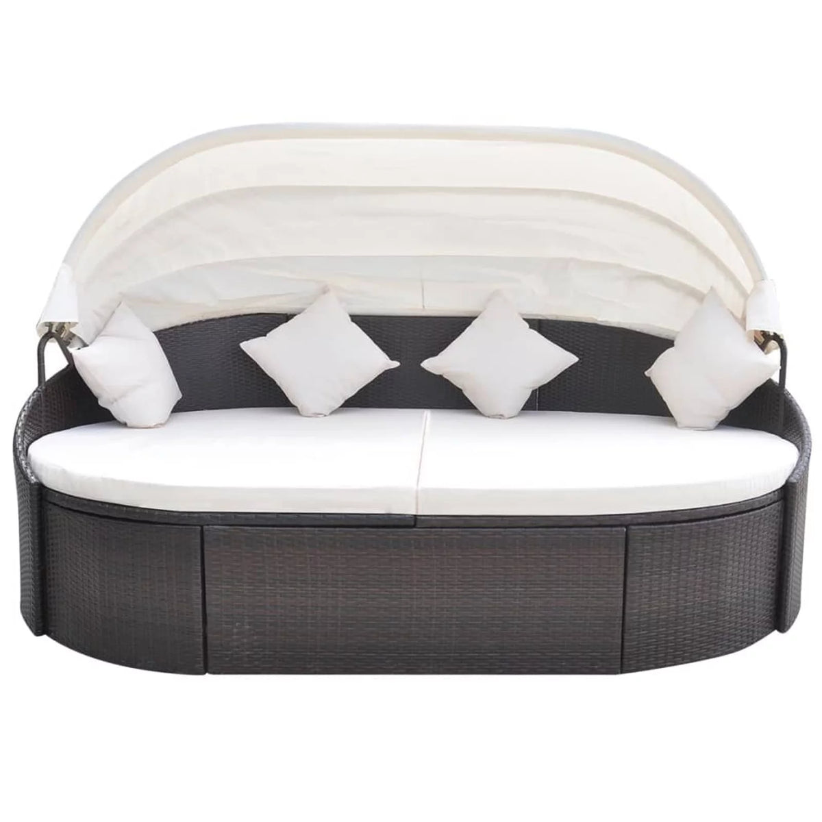 Patio Bed with Canopy Poly Rattan Brown V3200