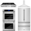 48 In. Rangetop, Range Hood, Refrigerator, and Double Wall Oven in Stainless Steel C3699