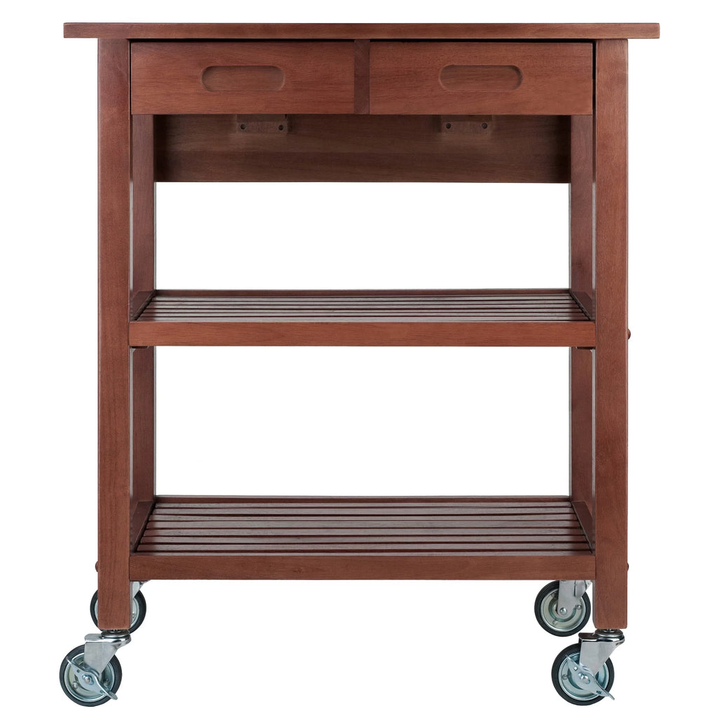 Walnut Drop Leaf Wood Kitchen Utility Cart T76572