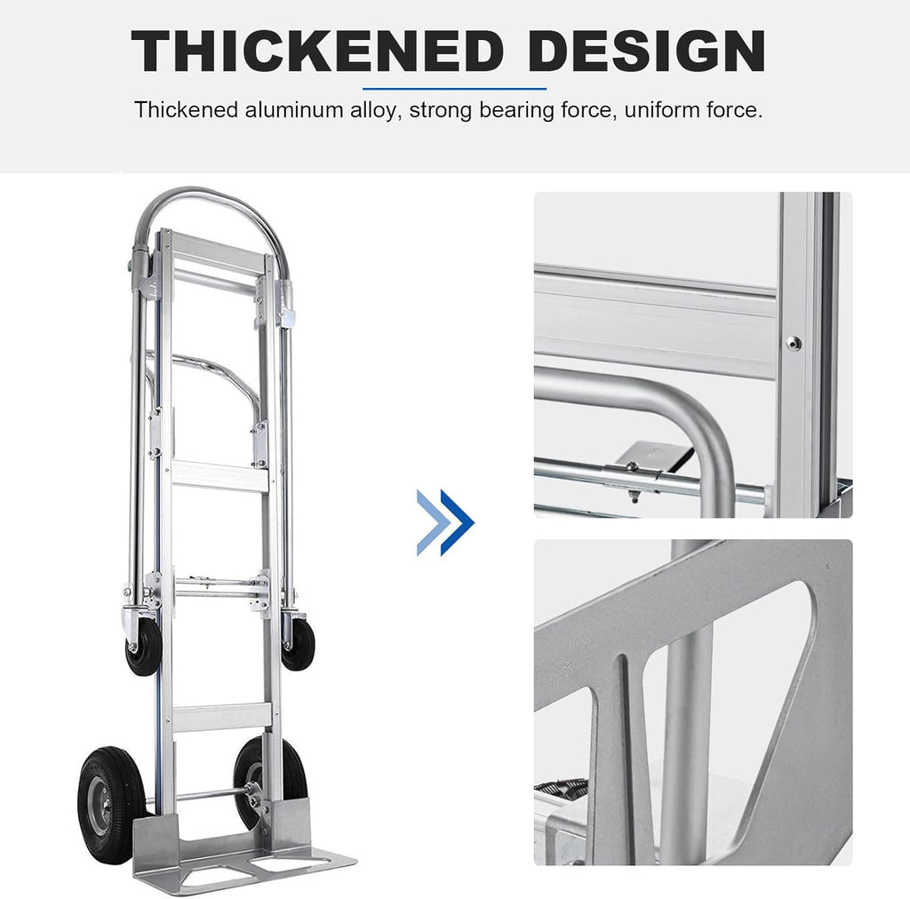 Heavy Duty Convertible Aluminum Hand Truck Dolly with 10 Pneumatic Wheels F754480
