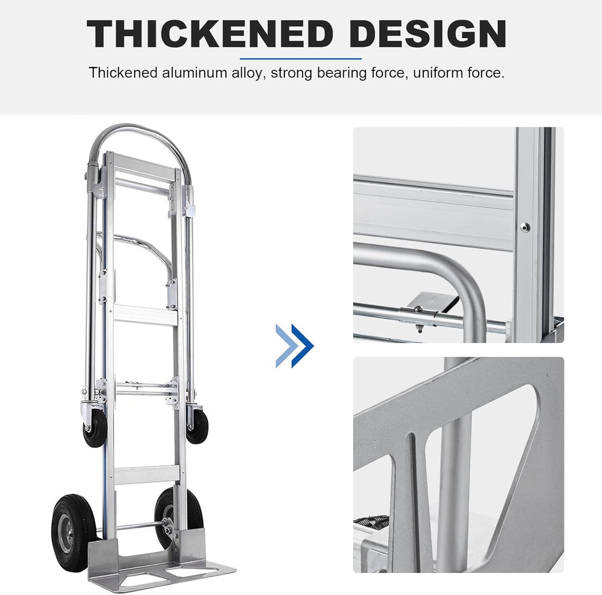 Heavy Duty Convertible Aluminum Hand Truck Dolly with 10 Pneumatic Wheels F754480