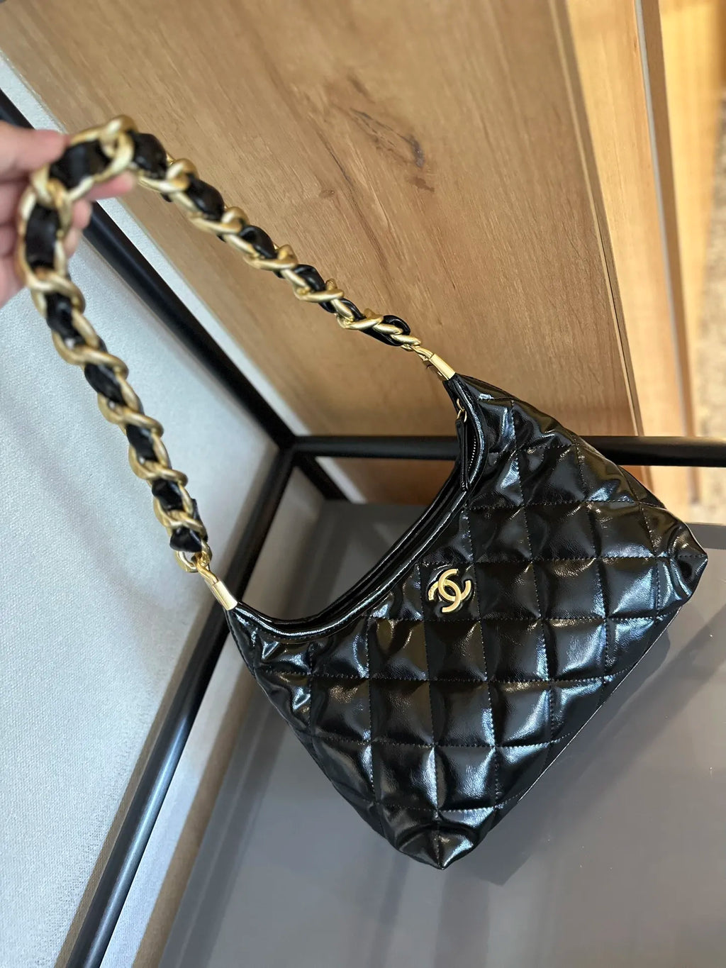 White Calfskin Hobo Bag P9481