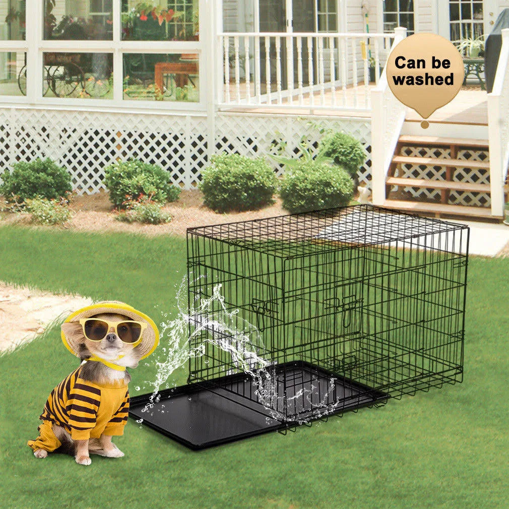 42x22 Pet Folding Dog Crate Kennel with ABS Tray B357