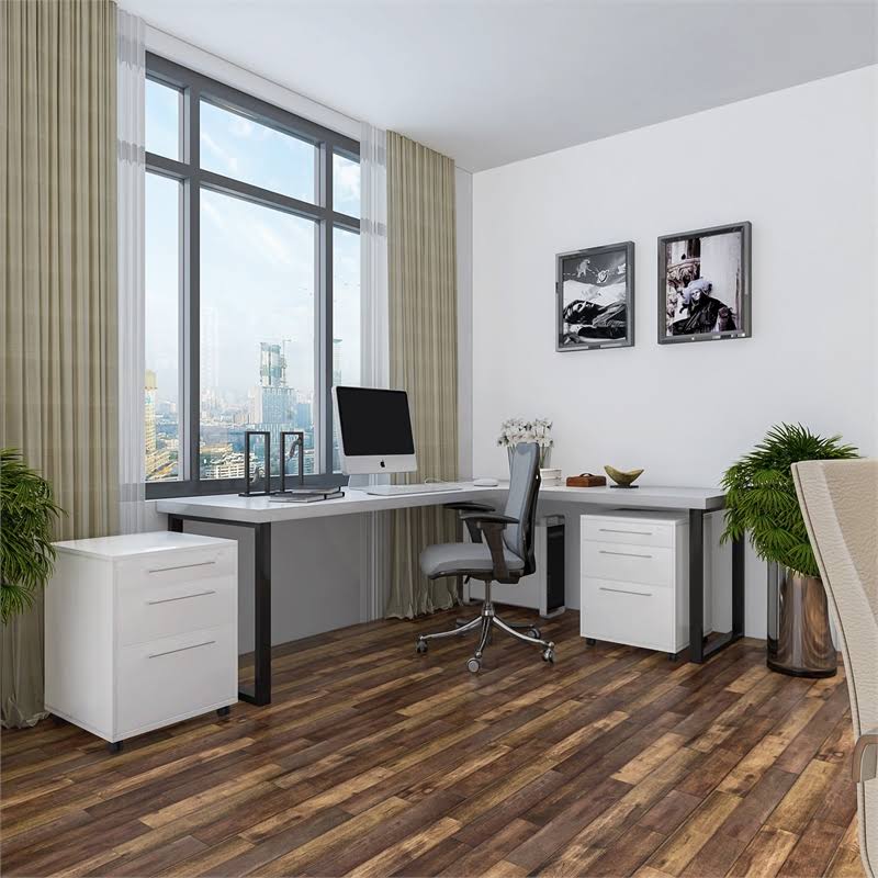 White Wooden Writing Desk Set I17917